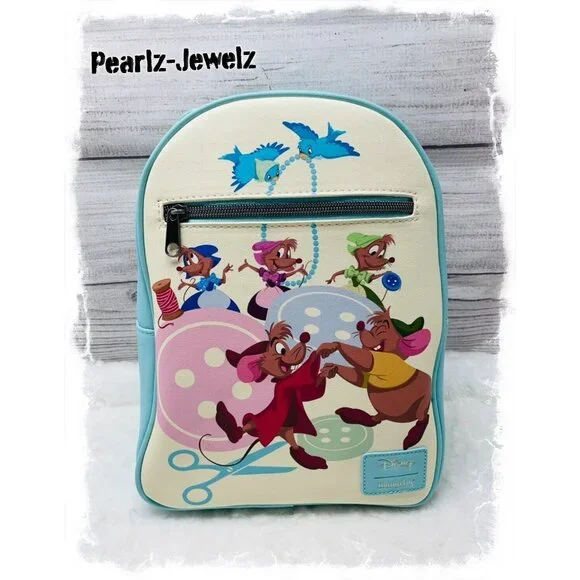 Loungefly Disney Cinderella Sewing Mice Mini Backpack Gus Gus NWT Loungefly Disney Princess Cinderella Sewing Blue Dress Gus  main image 3